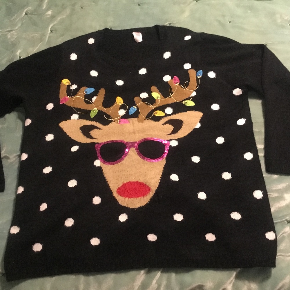 HOLIDAY TIME UGLY REINDEER CHRISTMAS SWEATER 3XL!